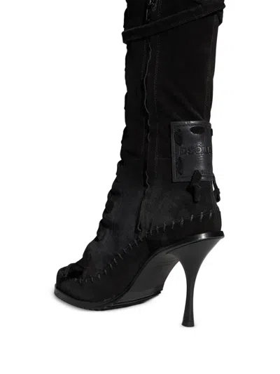 Dsquared2 Lace-up Suede Boots In Black