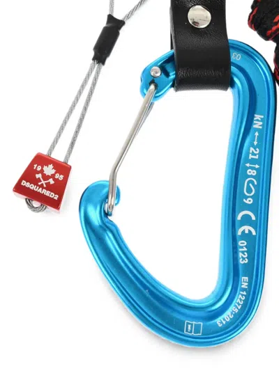 Dsquared2 Double-carabiner Textile Keyring In Black