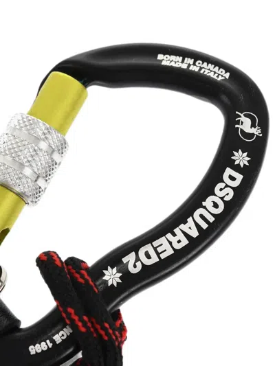 Dsquared2 Double-carabiner Textile Keyring In Black
