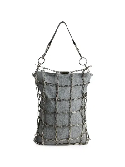 Dsquared2 Chain-link Jersey Shoulder Bag In Gray