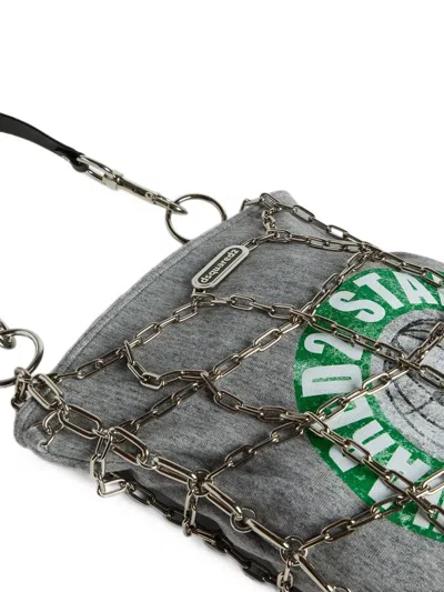 Dsquared2 Chain-link Jersey Shoulder Bag In Gray