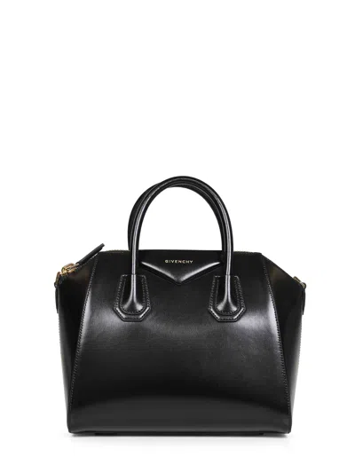 Givenchy Antigona Small Black Handbag With Laminated Logo In Hammered Leather Woman In Black