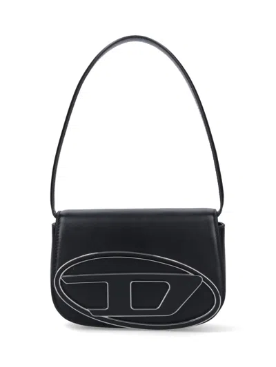 Diesel Mini Shoulder Bag In Soft Nappa Leather With Logo Detail In Black