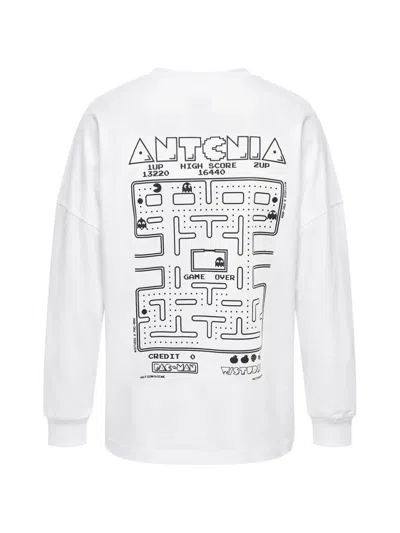 W/studio Pac-man Print Long-sleeve T-shirt In White