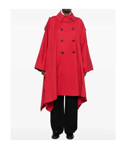 Rohe Double-breasted Asymmetric-hem Coat In Red
