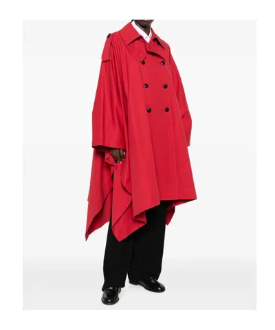 Rohe Double-breasted Asymmetric-hem Coat In Red