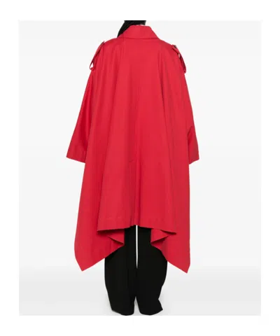 Rohe Double-breasted Asymmetric-hem Coat In Red