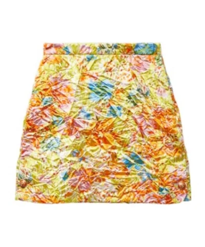 Versace Multicolor Printed Silk Duchesse Miniskirt In Multi