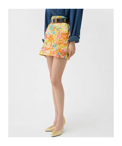 Versace Multicolor Printed Silk Duchesse Miniskirt In Multi