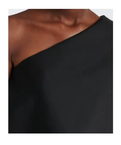 Rohe One-shoulder Caped Wool-blend Top In Black