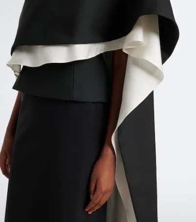 Rohe One-shoulder Caped Wool-blend Top In Black