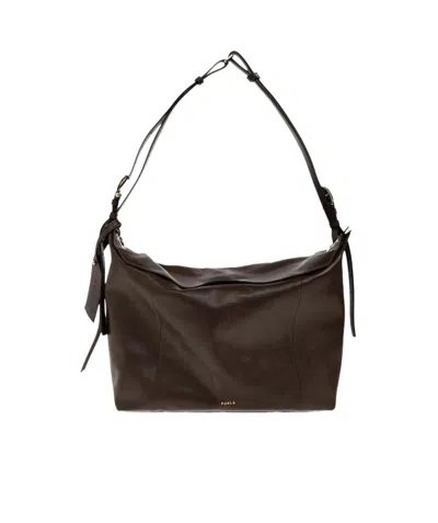 Furla Rectangular Shoulder Bag In Smooth Leather In Black
