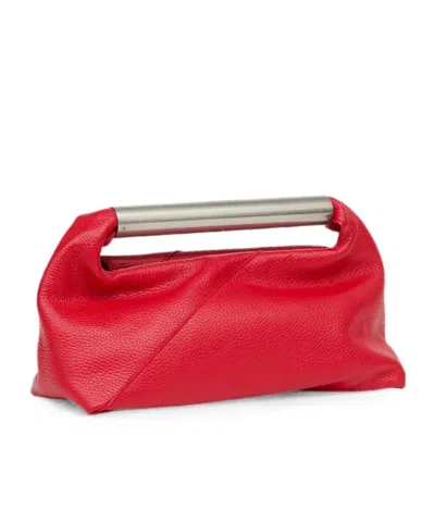 Mm6 Maison Margiela Jappo Rectangular Clutch Textured Leather Handle In Red