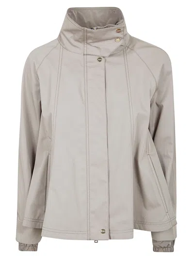 Herno Cotton Gabardine Cape With Water-repellent Finish And Taffeta Details In Gray