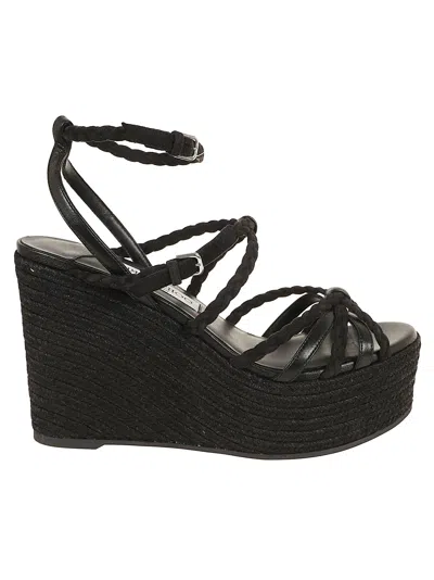 Jimmy Choo Sophisticated Woven Design Pumps With Adjustable Ankle Strap In Black
