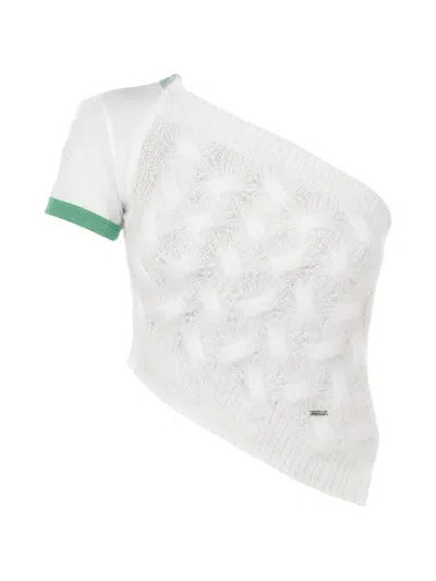 Dsquared2 One-shoulder Cable-knit Top In White