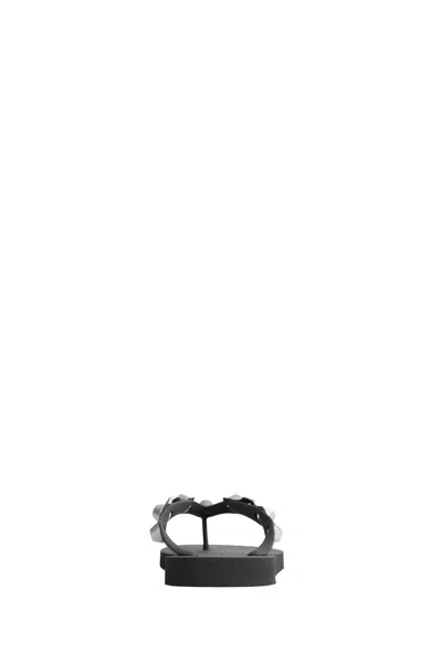 Balenciaga Cagole Flip-flops With Iconic Metal Details In Black