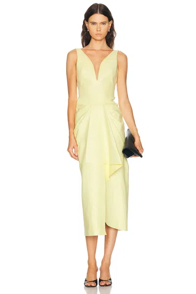 Givenchy Long Wrapped Dress In Leather In Yellow
