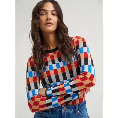 Wrangler Checked Long Sleeve Knit Top In Multi