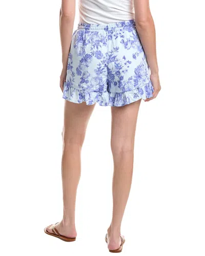 Cece Ruffle Cuff Pull-on Linen-blend Short In Blue