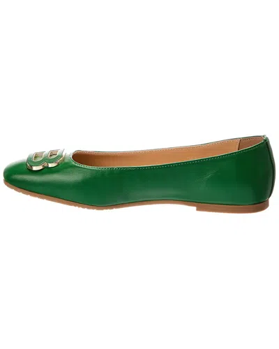 Baldini Leather Ballet Flat In Green