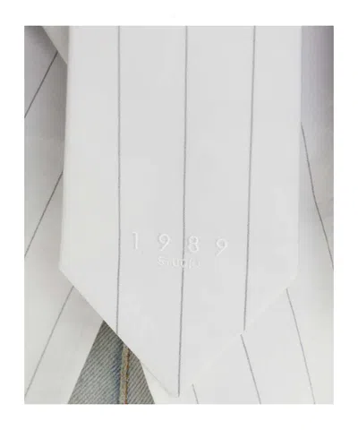 1989 Studio White Striped Tie Men In Gray