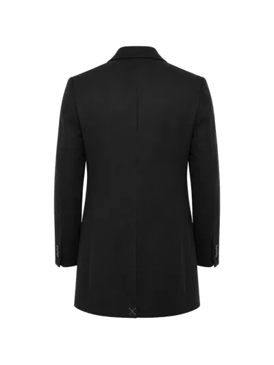 Corneliani Concealed-button Wool Coat In Black