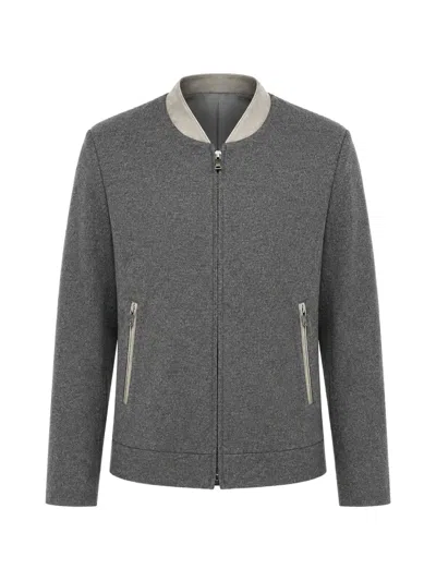 Corneliani Zip-up Bomber Jacket In Gray