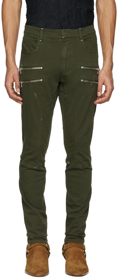Shop Faith Connexion Green Zipper Trousers