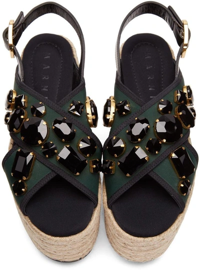 Shop Marni Green Criss-cross Platform Sandals