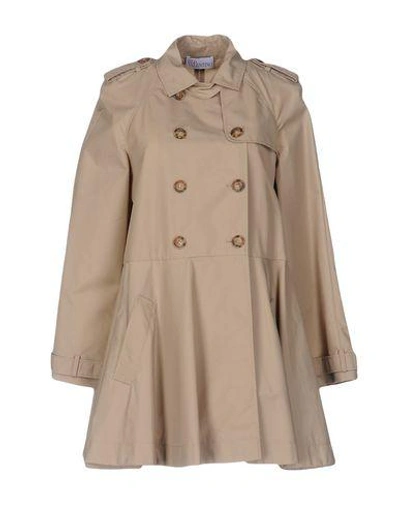 Shop Red Valentino Overcoats In Khaki