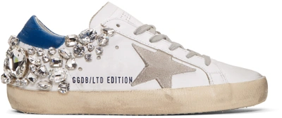 Golden Goose Crystal Embellished Superstar Sneakers In White