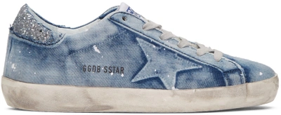 Golden Goose Blue Bleached Superstar Sneakers In Jeans