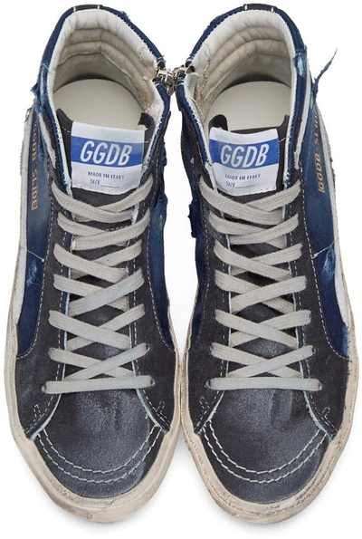 Shop Golden Goose Navy Slide High-top Sneakers