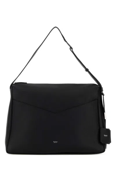Max Mara Leather Kipperl Laptop Shoulder Bag Adjustable In Black