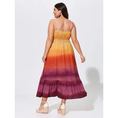 Bloomchic Color Gradient Triangular Cinched Waist Maxi Dress In Multi
