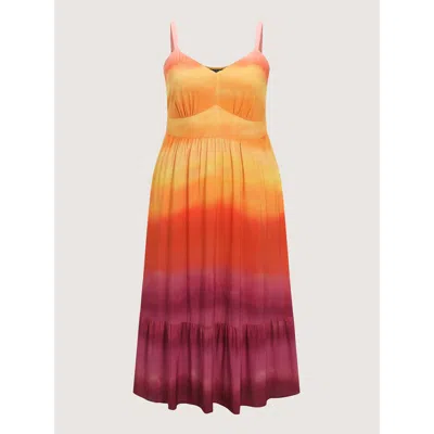Bloomchic Color Gradient Triangular Cinched Waist Maxi Dress In Multi