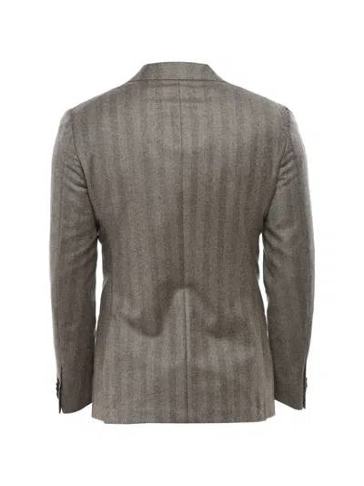Corneliani Herringbone Single-breasted Blazer In Gray