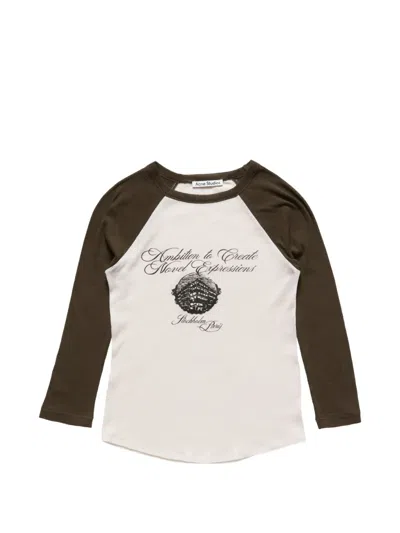 Acne Studios Logo Cotton Jersey T-shirt In Brown