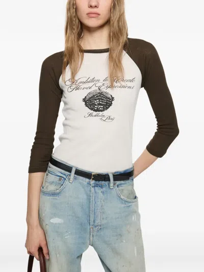 Acne Studios Logo Cotton Jersey T-shirt In Brown