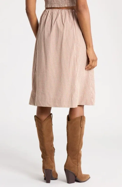 French Connection Gingham Elasticated Skirt In Gold