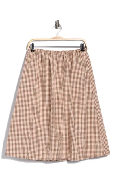French Connection Gingham Elasticated Skirt In Gold