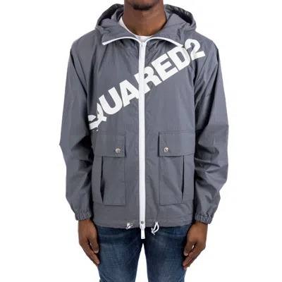 Dsquared2 Logo Hooded Windbreaker Men In Gray