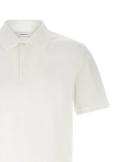 Givenchy White Logo Embroidery Polo Shirt In White