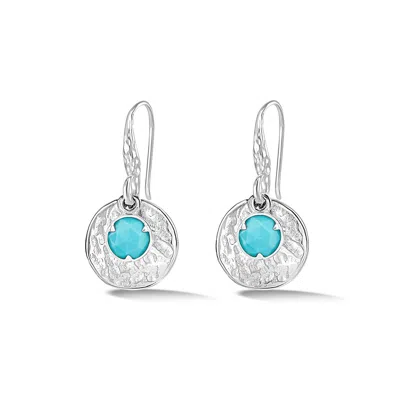 Dower & Hall Hammered Disc & Turquoise Array Earrings In Blue