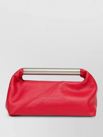 Mm6 Maison Margiela Jappo Rectangular Clutch Textured Leather Handle In Red