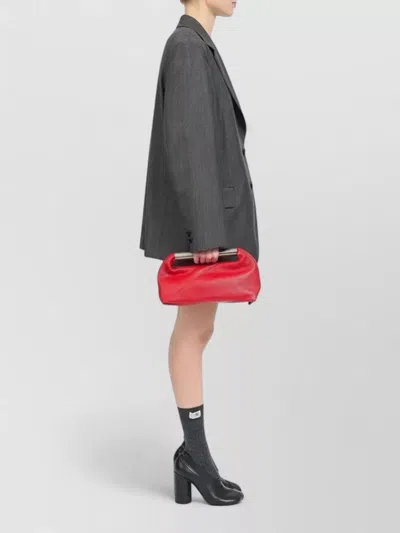 Mm6 Maison Margiela Jappo Rectangular Clutch Textured Leather Handle In Red