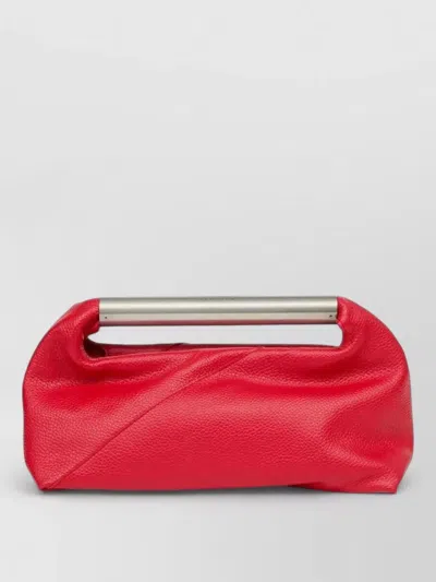 Mm6 Maison Margiela Jappo Rectangular Clutch Textured Leather Handle In Red