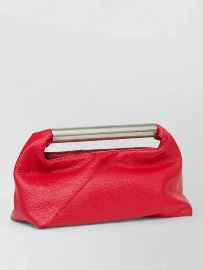 Mm6 Maison Margiela Jappo Rectangular Clutch Textured Leather Handle In Red