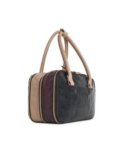 Marni Small Boxyne Rectangular Two Tone Bag In Black